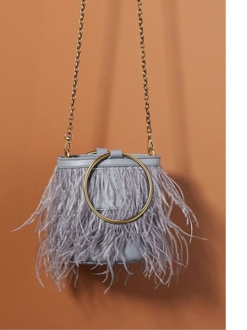 Anthropologie Evelyn Feather Bucket Bag